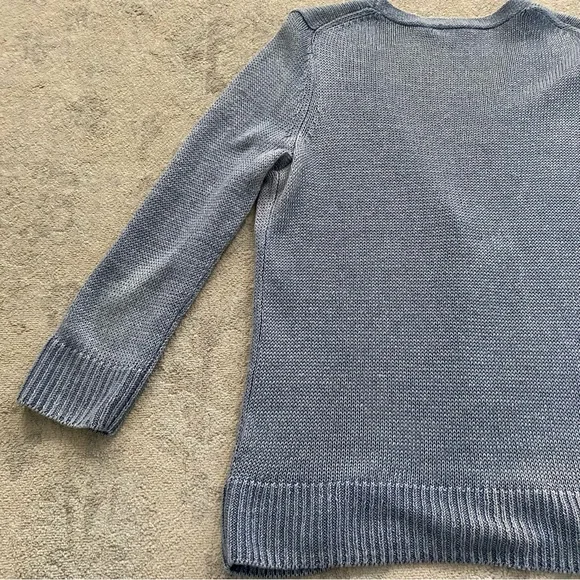 Talbots 100% Linen Cardigan Sweater Small Blue Three Quarter Sleeve Lightweight - Picture 6 of 11